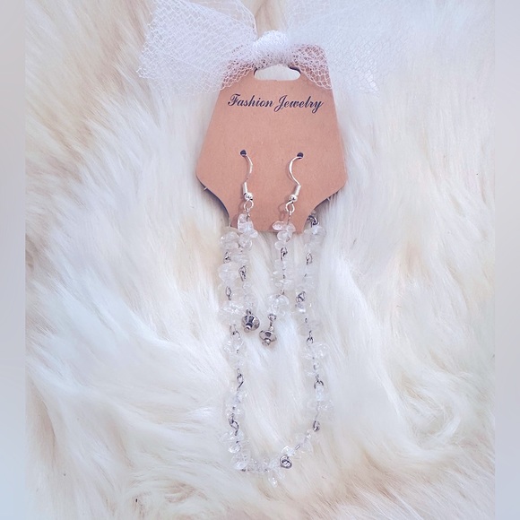 Crystal Quartz Gemstone Jewelry, 925ss Clear Crystals Gems Earring+Bracelet Set - Picture 2 of 16